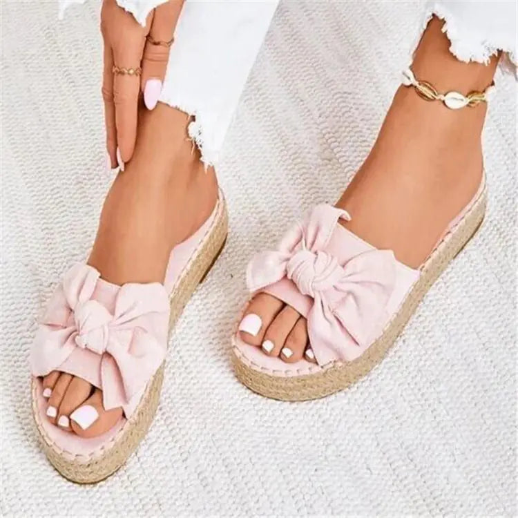 Plus Size Women's Hemp Rope Bow Sandals