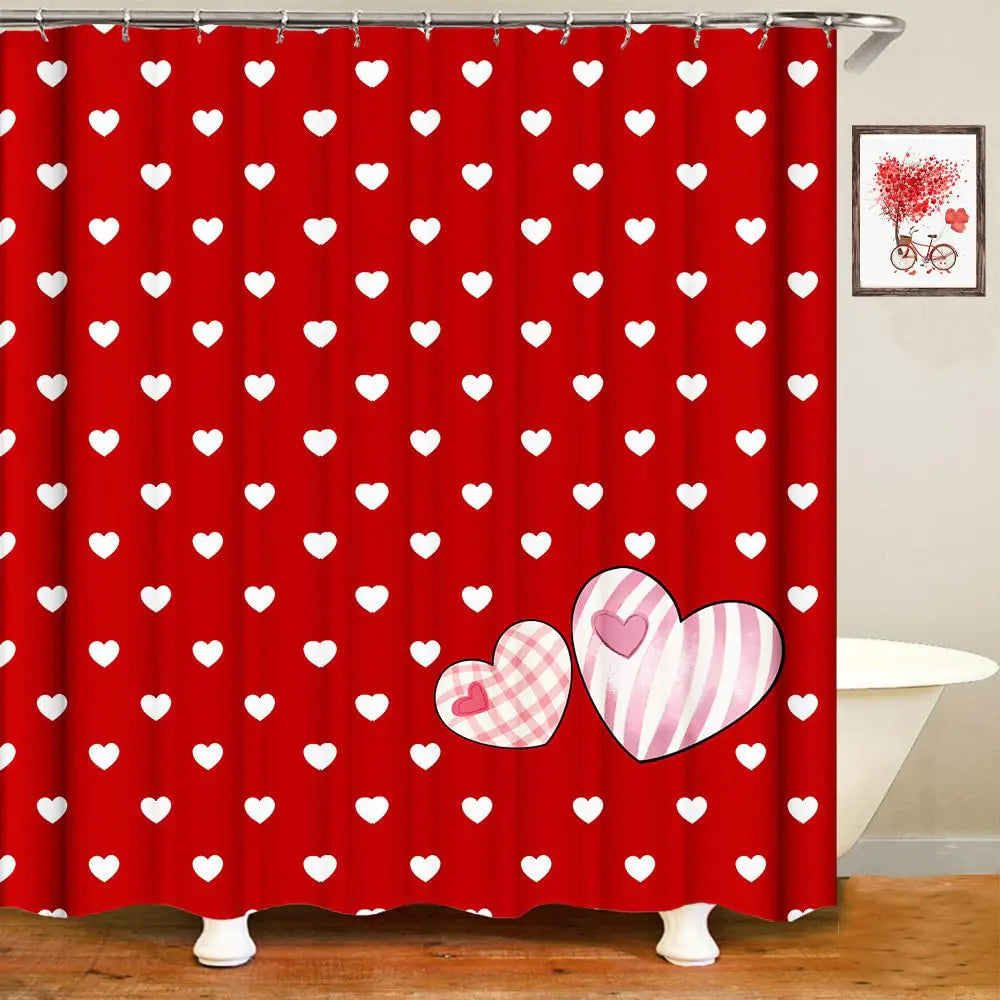 LIXBDHN Valentines Day Shower Curtain Falling Red Love Hearts Shower Curtain for Bathroom Valentines Lovers Couples Romantic DecorsWaterproof Shower Curtain 72x72 Inches with 12 Hooks