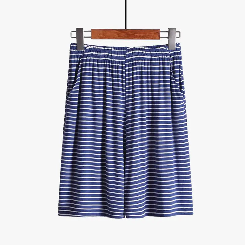 Plus Size Striped Loose Fitting Loungewear Shorts