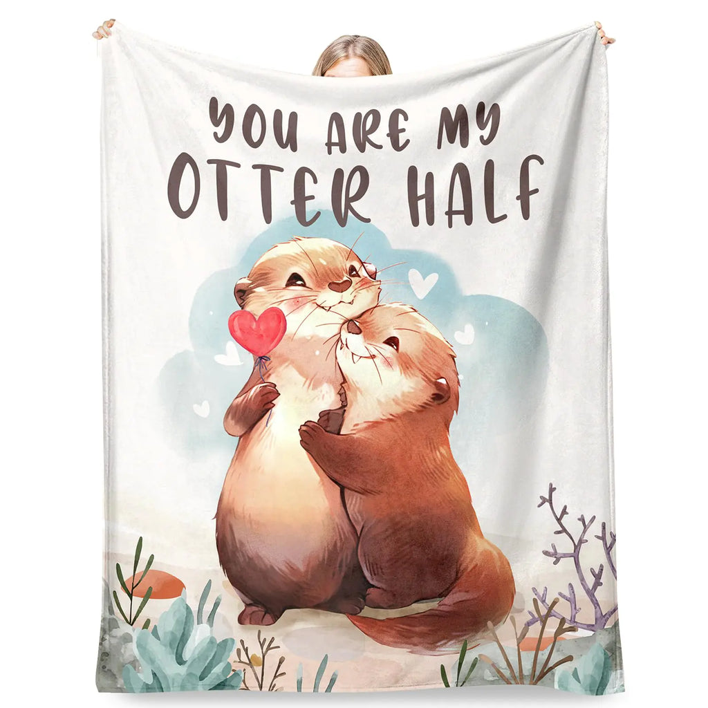 AceThrills Valentines Day Gifts for Her Him Gifts for Girlfriend Wife Wife Girlfriend Valentines Day Gifts Anniversary Blanket Gifts for Women Men - 50" × 60" Otter Blanket
