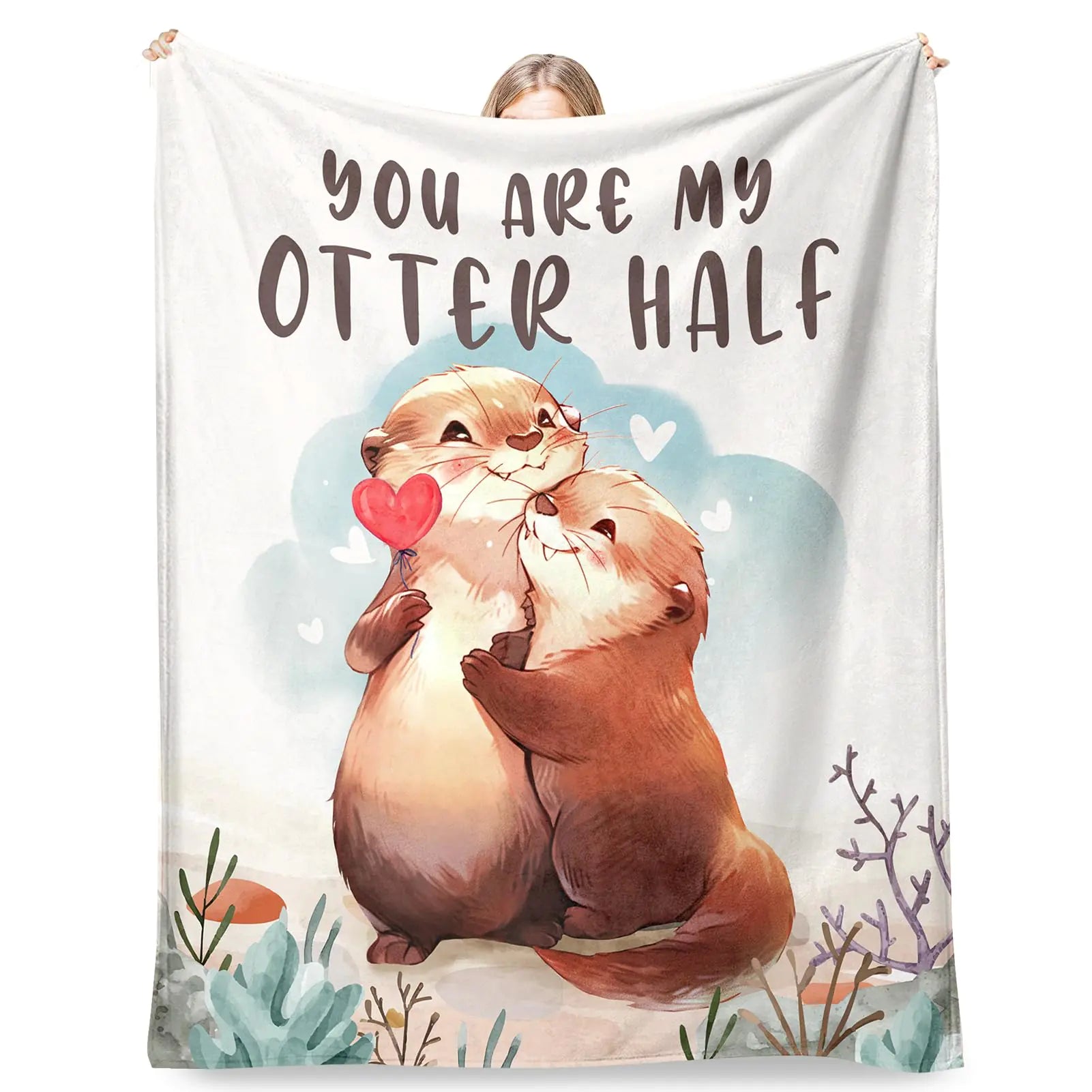 AceThrills Valentines Day Gifts for Her Him Gifts for Girlfriend Wife Wife Girlfriend Valentines Day Gifts Anniversary Blanket Gifts for Women Men - 50" × 60" Otter Blanket