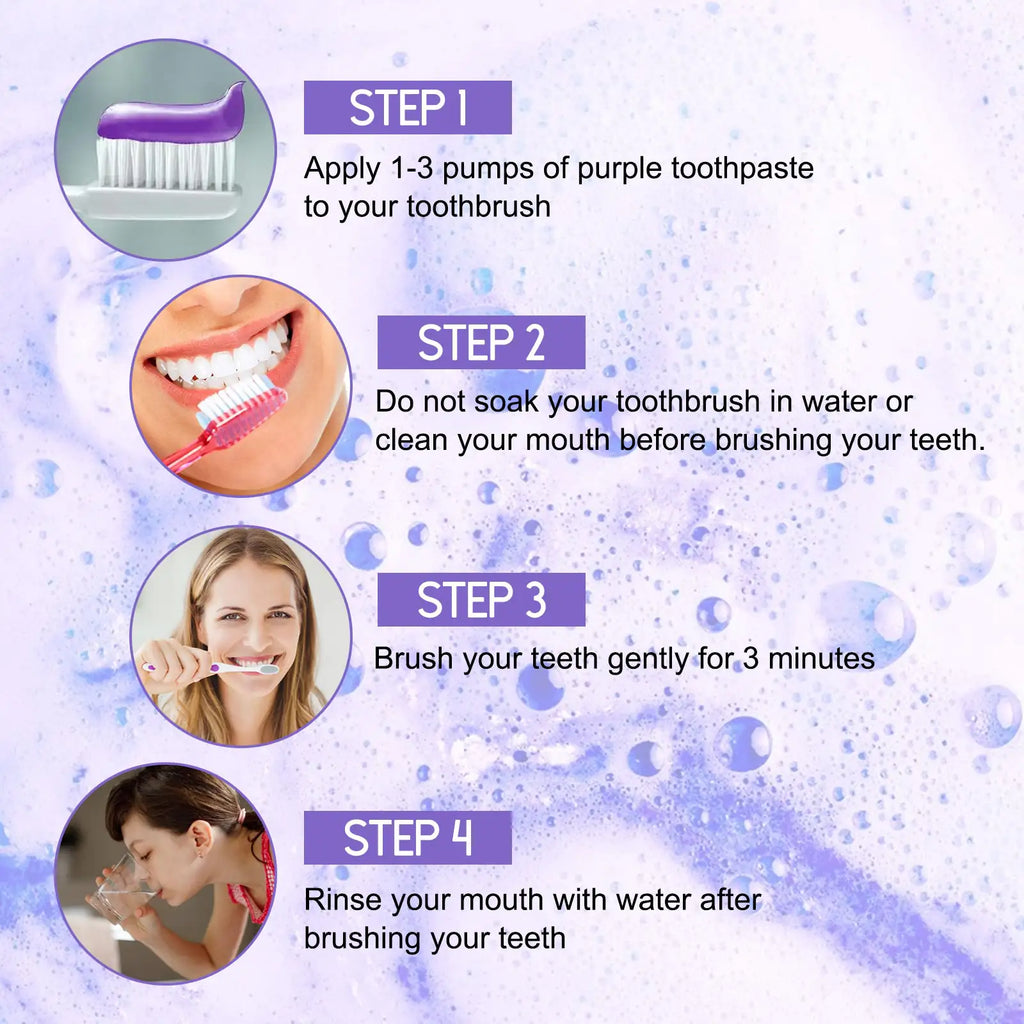 Jaysuing Purple Tooth Whitening Toothpaste, Brightens Teeth Cleans Stains And Relieves Bad Breath Beautiful Teeth Toothpaste