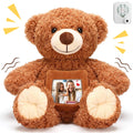 Liliful Bear Stuffed Animal Recorder Valentine Bear with Voice Recorder 12 Inch Remembrance Bear Plush Toy with Photo Frame Brown Bear Toy for Voice Recording Baby Shower Wedding Gifts(Dark Brown)