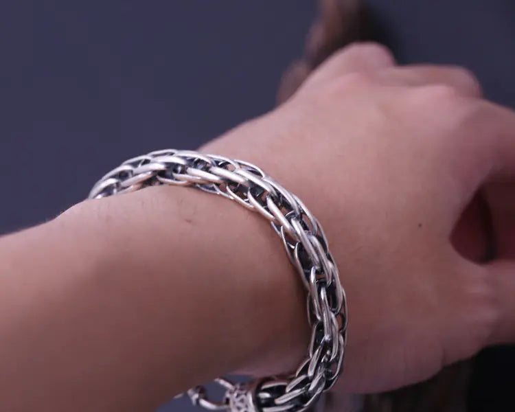 Vintage Thai Silver Men's Woven Hemp Bracelet