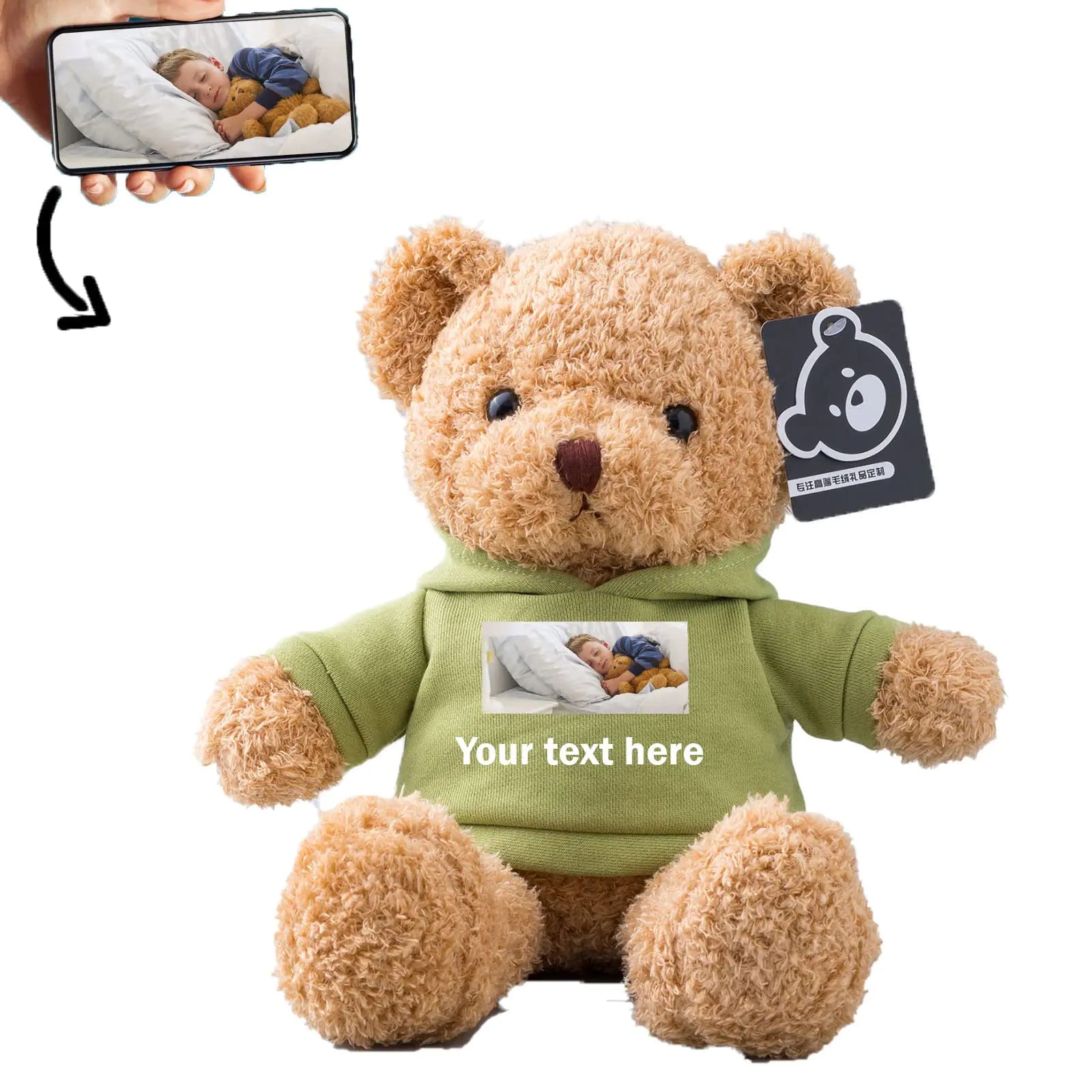 Personalized Teddy Bear with Text+Photo Valentines Bear Stuffed Animal Plush Toys as Personalized Gifts for Women Men on Valentines Day Birthday Anniversary Christmas Day（16 inch-Text+Photo