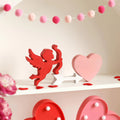 3PCS Valentines Day Decor Cupids Love Arrow Pink Heart Wood Tiered Tray Table Decorations Sign Centerpieces for Valentines Day Table MantelRomantic Valentines Day Wedding Party Gifts