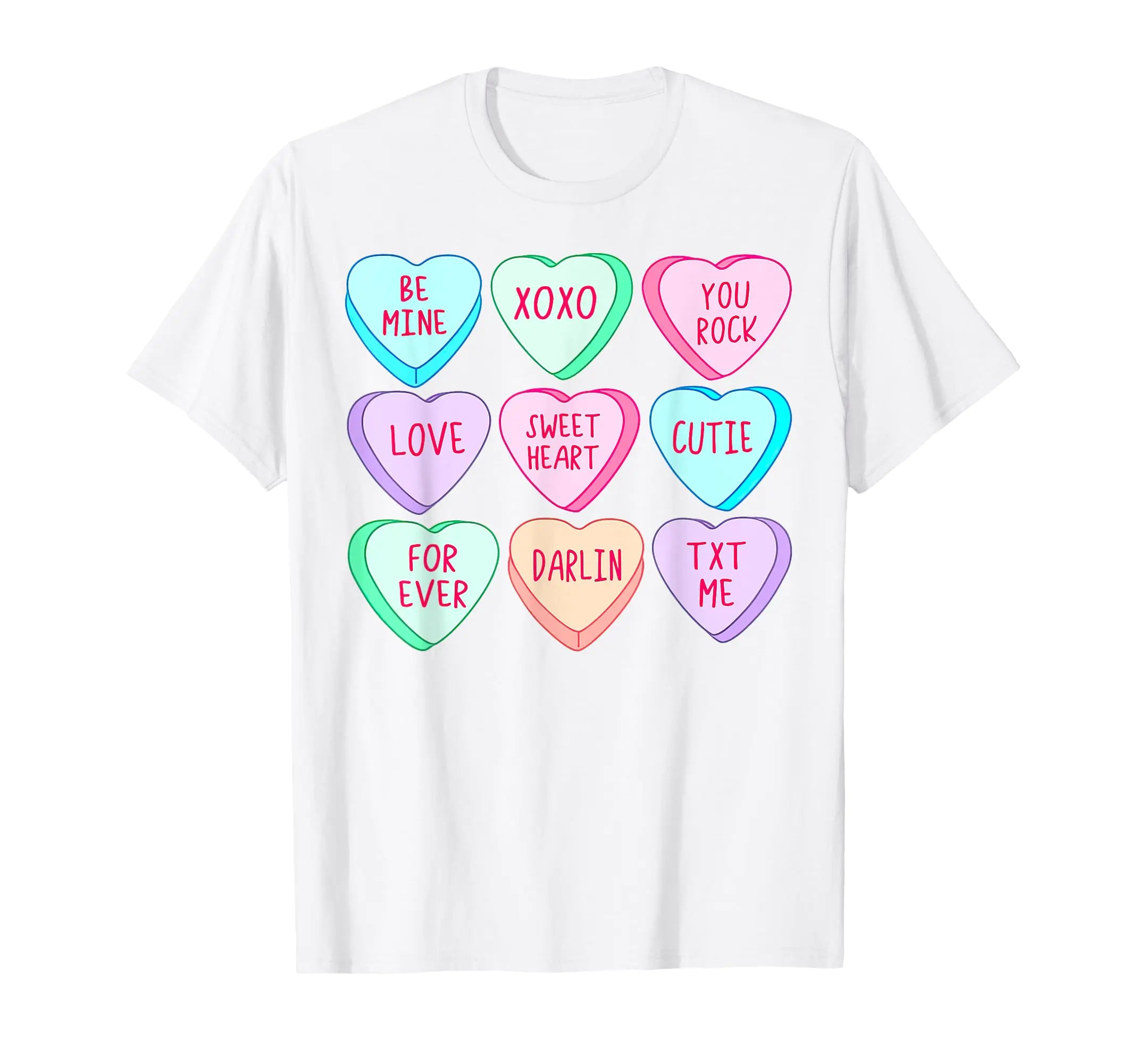 Candy Sweet Hearts Love Valentines Day Shirt Women Girls T-Shirt
