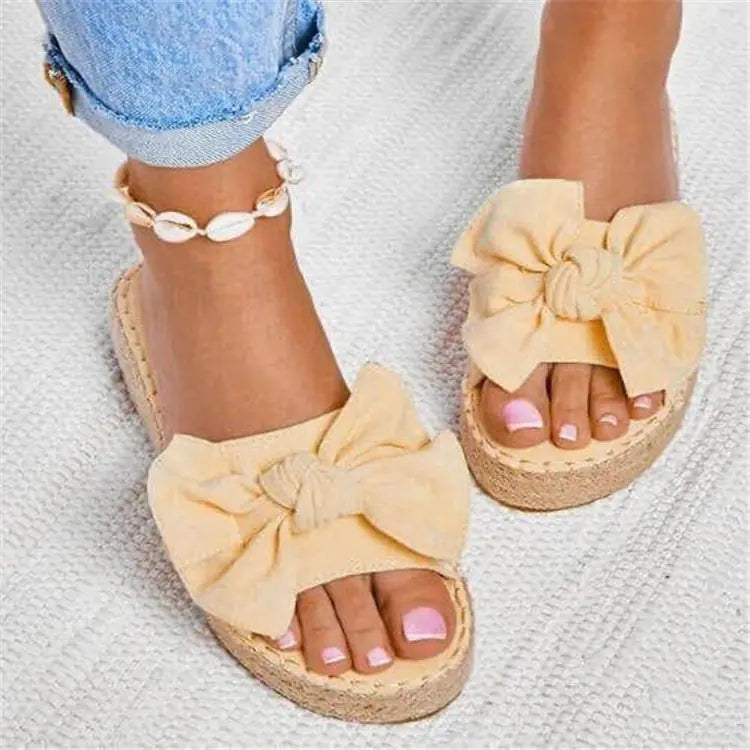 Plus Size Women's Hemp Rope Bow Sandals