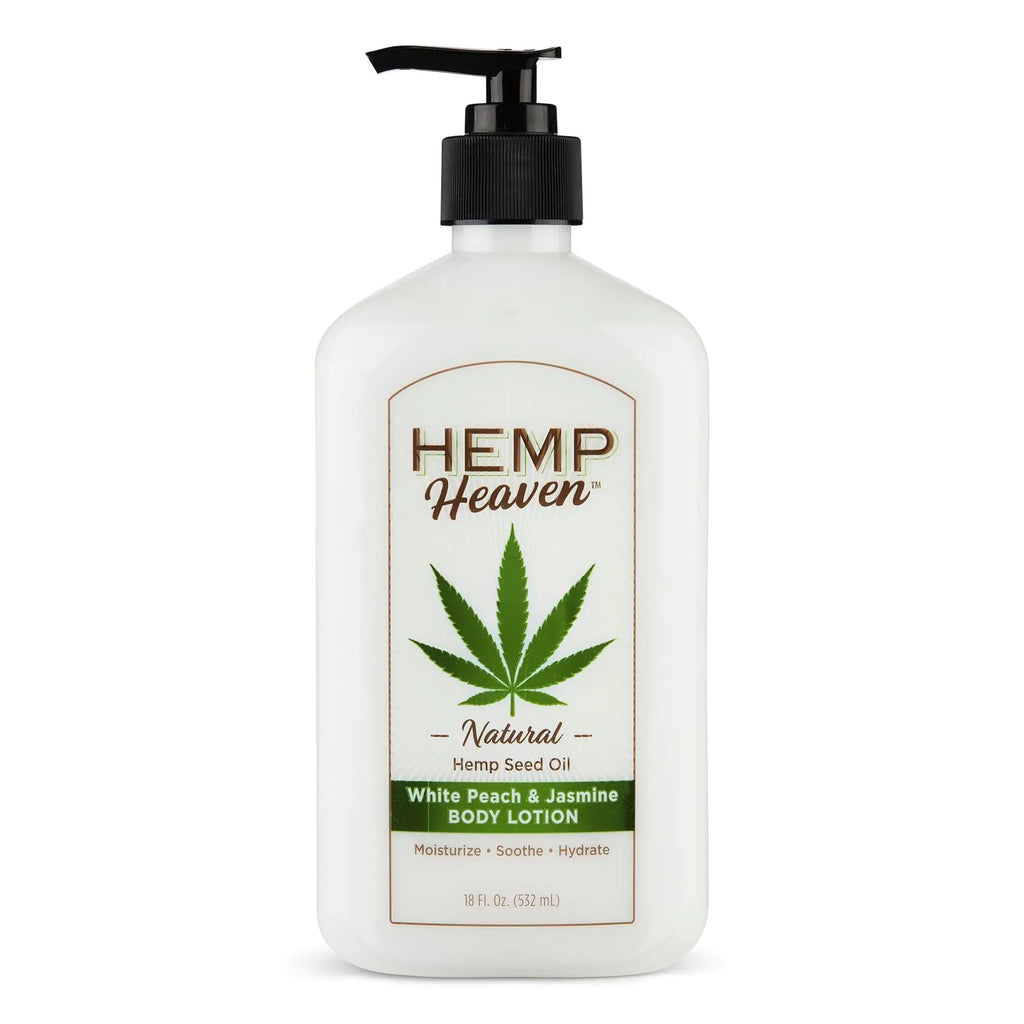 Hemp Heaven Moisturizing Body Lotion – Peach – Jasmine Scent made with Natural Hemp Seed Oil For Men & Women18 Oz
