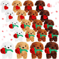 Liliful 20 Pcs Valentine Animals Dog with Rose Heart Mini Valentines Day Stuffed Animals Bulk Plush Animals for Valentines Day Plushie Gifts