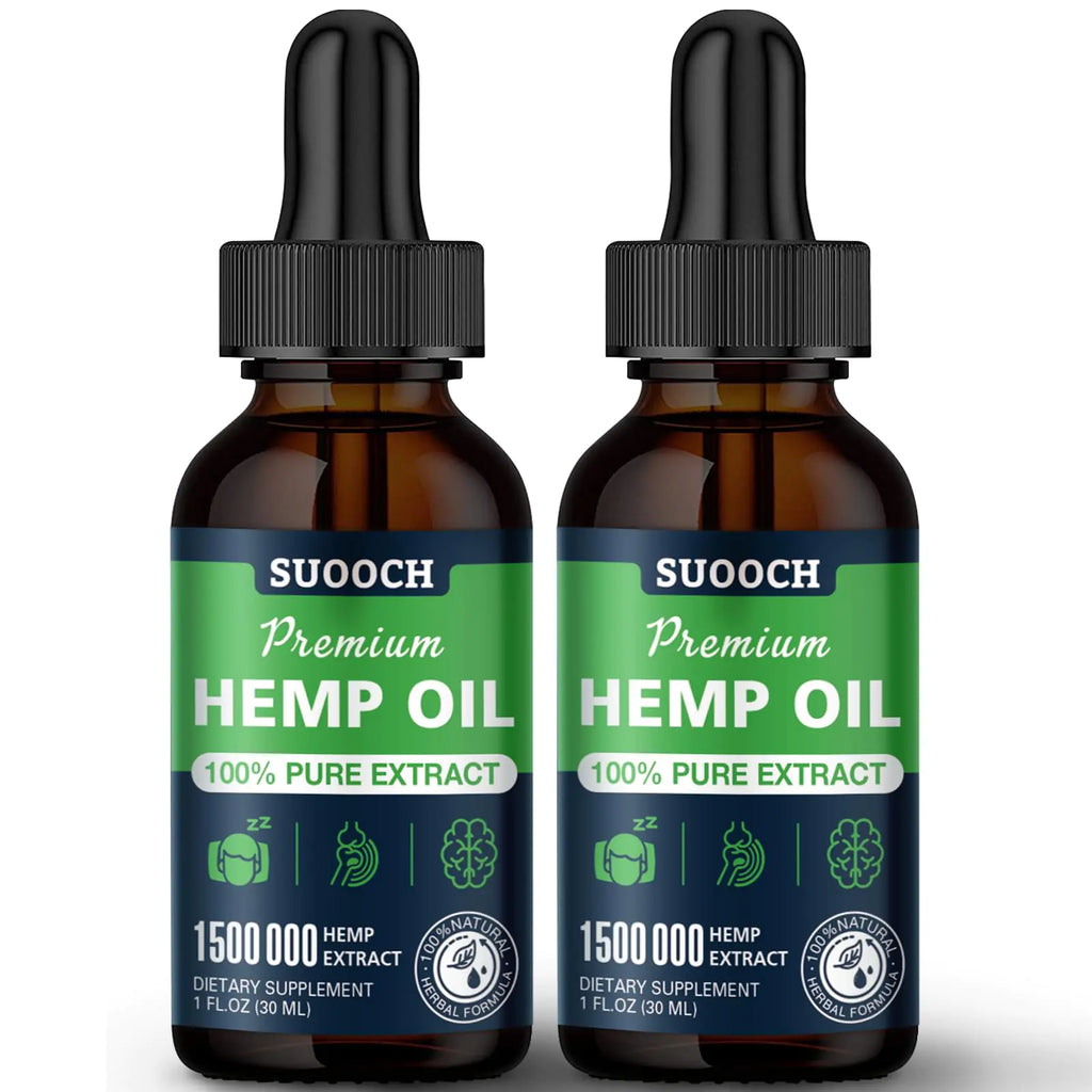 Natural Hemp Oil Maximum Strength Organic Hemp Drops High Potency Pure & CO2 Extract Drops Made in USA