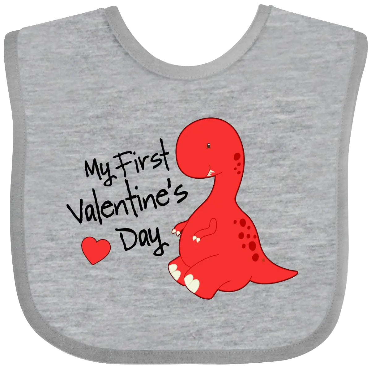inktastic My First Valentines Day Baby Bib Heather Grey 28606
