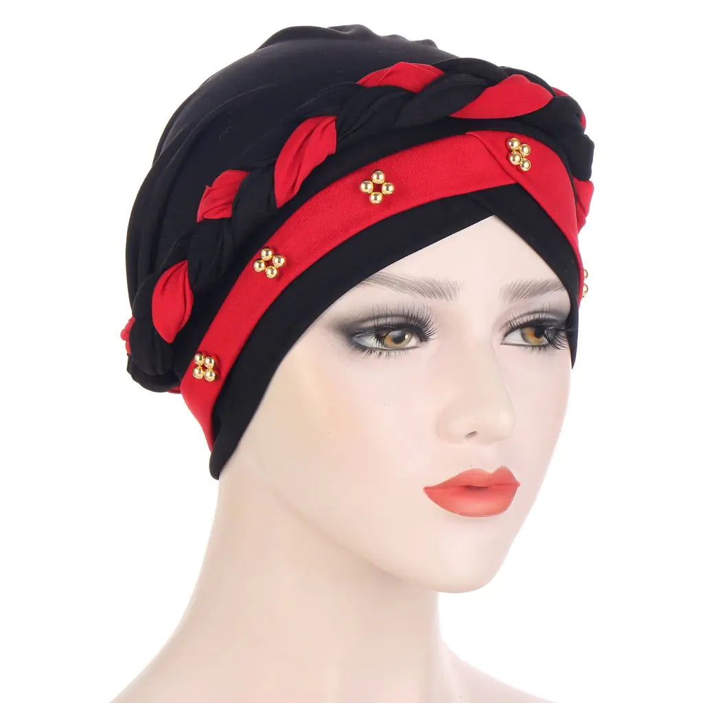Multi-color Crystal Three-layer Hemp Turban Hat