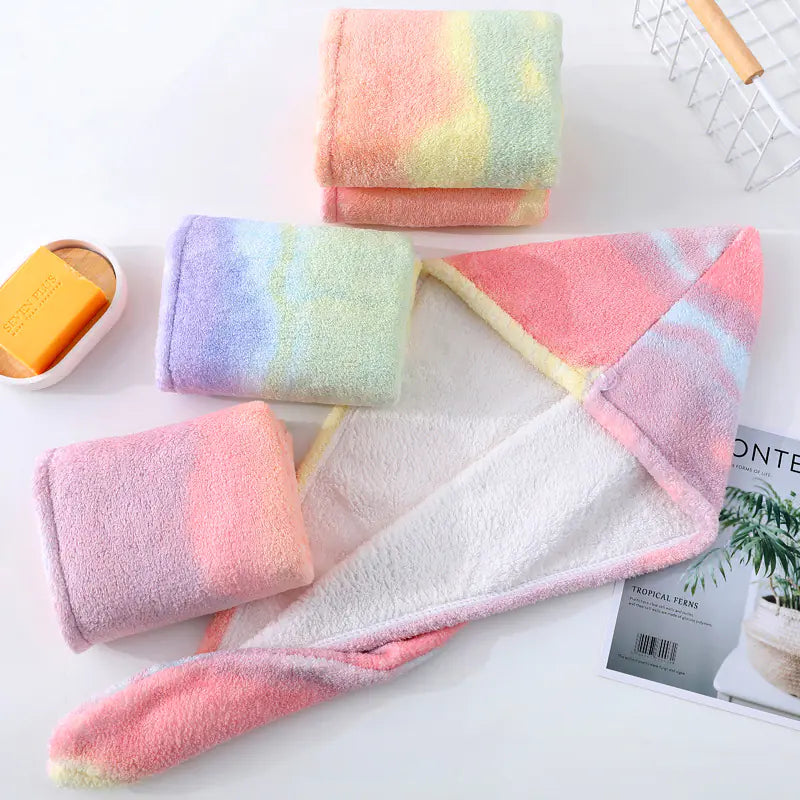 Rainbow Microfiber Bath Towel for Quick Drying Hair