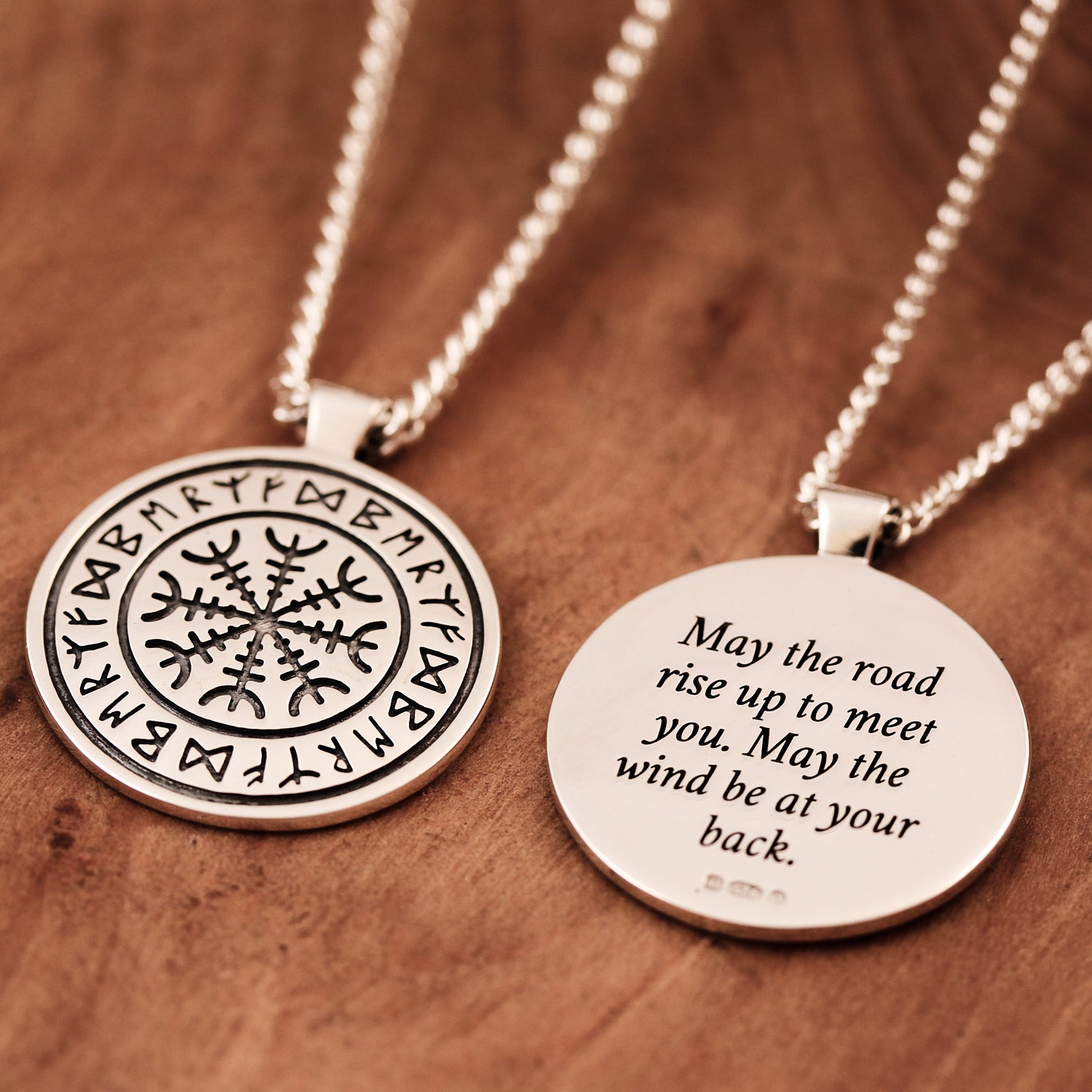 Travel Viking Rune Personalised Silver Necklace