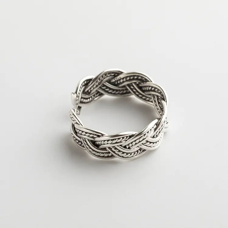Open-Cut Hemp Rope Silver Ring