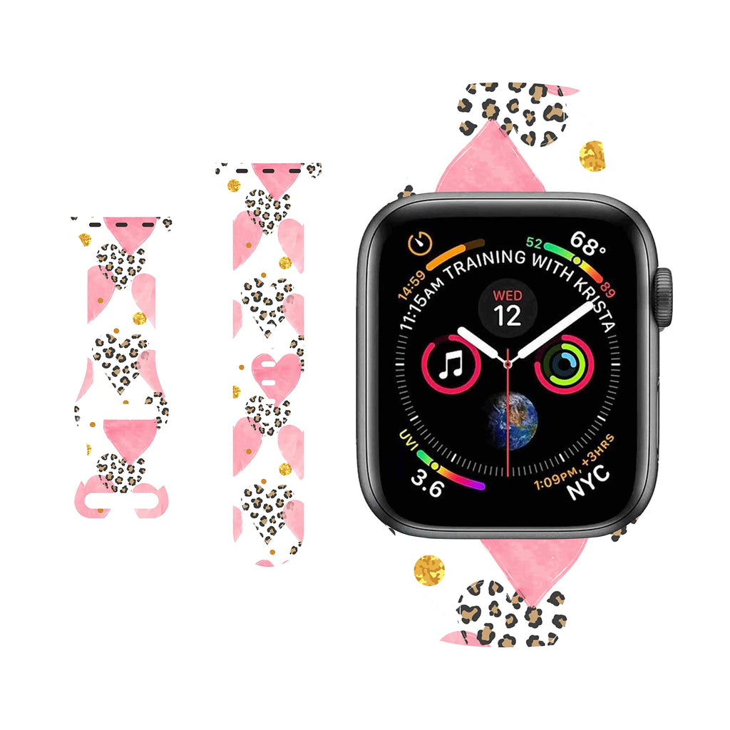 BONICI Smart Watch Band Compatible with Apple Watch iWatch 7/6/SE/5/4/3/2/1 (38mm 40mm 41mm) Beautiful Elegant Love Heart Valentine Sport Soft Silicone Rubber Replacement Bands -C(M/L)