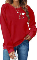 LYEIAO Valentines Day Sweatshirt for Women Love Heart Graphic Shirt Casual Valentines Gifts Long Sleeve Pullover Tops(Red6M)