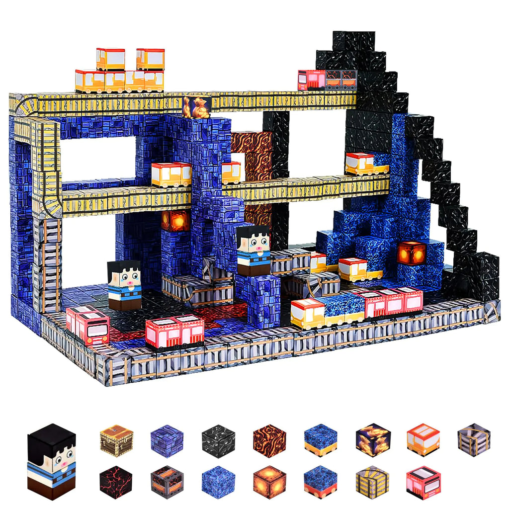 Aleath Magnetic Blocks Building Toys for Kids: 100PCS Magnet Cubes Trains Set - Kids Toys for Christmas Birthday Gifts - Magnetic Toys for Boys & Girls 3+