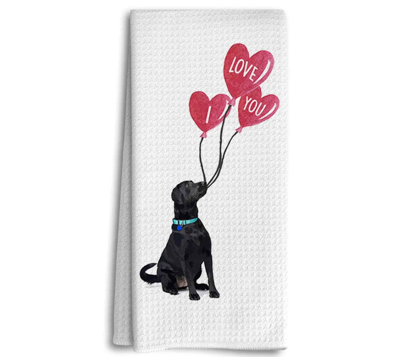 Dwept Labrador Dog Kitchen Towels Valentines Day Hand Towels Black Lab Labrador Retriever Gifts for Dog Lovers Owners I Love You Dog Bathroom Kitchen Decor Valentine Dish Towels for Kitchen
