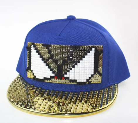 DIY Pixelated LEGO Cap in Gold and Silver Colors