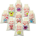 45 Pcs Valentines Day Burlap Bags Burlap Canvas Gift Bags with Monster Pattern Valentine Linen Reusable Drawstring Bags Candy Treat for Boys Girls Valentines Day Favors Party Gifts Supply 6 x 4 Inch