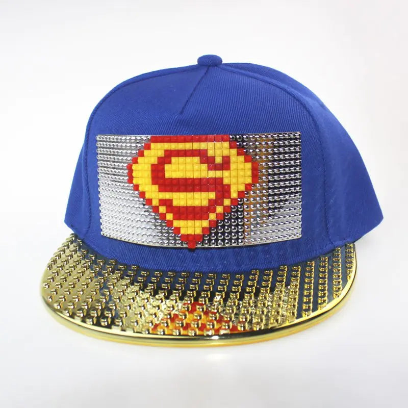DIY Pixelated LEGO Cap in Gold and Silver Colors