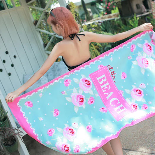 Pink Rose Microfiber Oversized Beach Towel for Travel