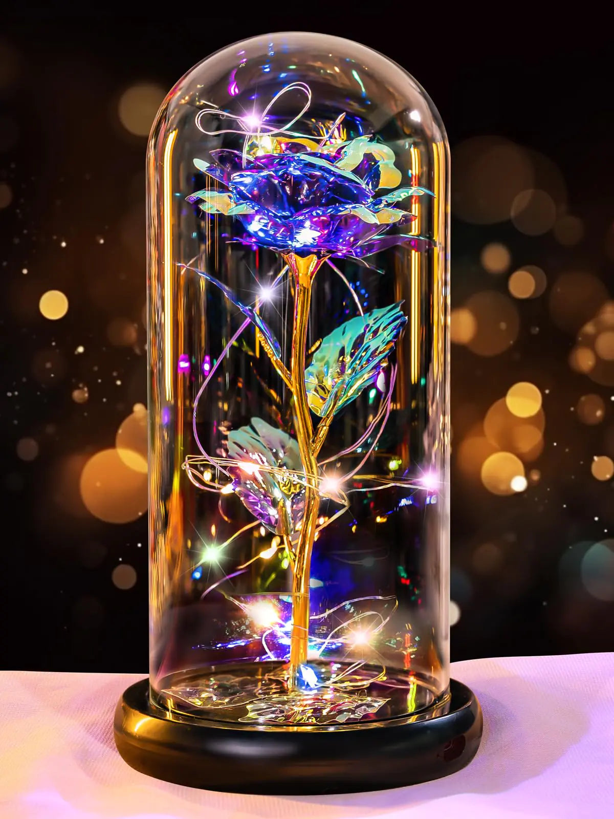 Valentines Day Gifts for Her Rechargeable Galaxy Glass Rose Enchanted Light Up Rose In Glass Dome Crystal Flower Gifts Anniversary Birthday Gifts Valentines Gifts for Women Mom Wife Girlfriend Purple