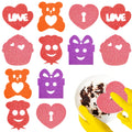 12 Pack Valentines Day Sponges Valentines Day Kitchen Decor Valentines Cleaning Sponges Kitchen Scrub Sponges Heart Rose and Bear Non Scratch Temperature Sensitive Scrubbing. (Valentines Day)