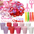 Arrowbash 230 Pcs Valentine Fine Motor Skills Toys Sensory Bin Filler Includes 5 Style 214 Acrylic Gems 4 Tweezers 2 Scissors Clips 10 Cups for Early Education Sorting Counting Training Development
