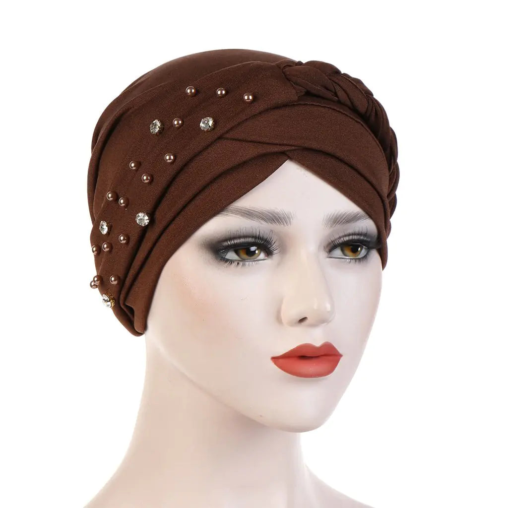 Multi-color Crystal Three-layer Hemp Turban Hat