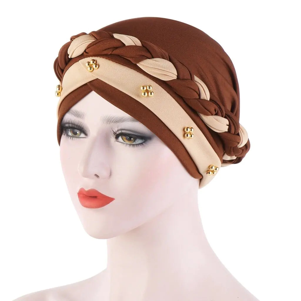 Multi-color Crystal Three-layer Hemp Turban Hat