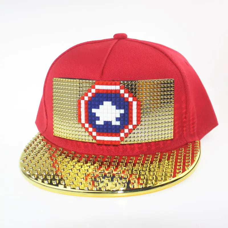 DIY Pixelated LEGO Cap in Gold and Silver Colors