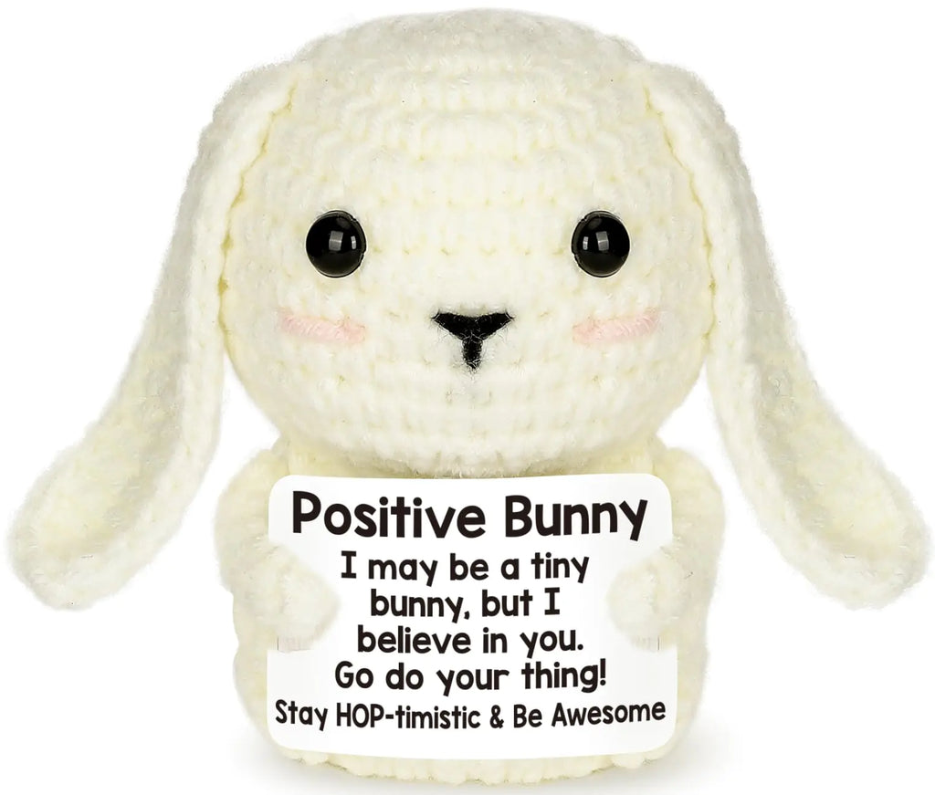 Mini Inspirational Positive Crochet Animals Bunny Cute Stuff Funny Easter Gift for Women Men Coworker Friend Emotional Motivational Bunny Decor Birthday Valentines Valentines Gift for Him Her