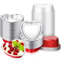 Yinkin 50 Set 9 oz Valentines Day Heart Shaped Cake Pans 5.4 Inch Heart Aluminum Foil Cupcake Pans with Lids Disposable Dessert Baking Cups Pan for Mother Valentine Wedding Birthday Muffin Pie(Red)