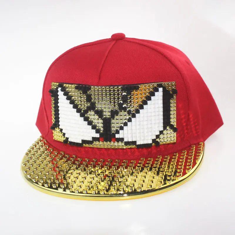 DIY Pixelated LEGO Cap in Gold and Silver Colors