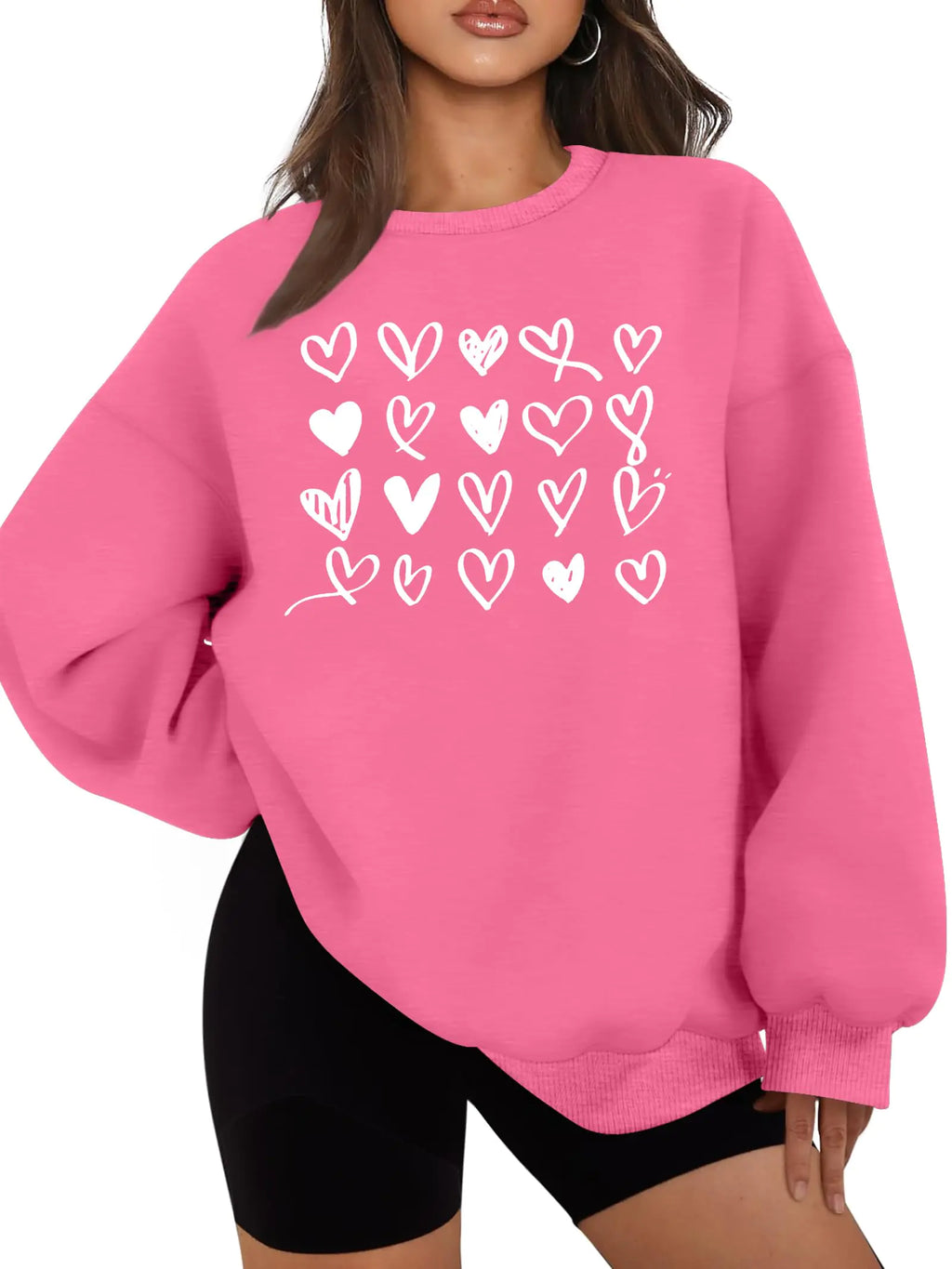 hohololo Valentines Day Sweatshirt Women Oversized Love Heart Shirt Pullover Valentines Long Sleeve Tops