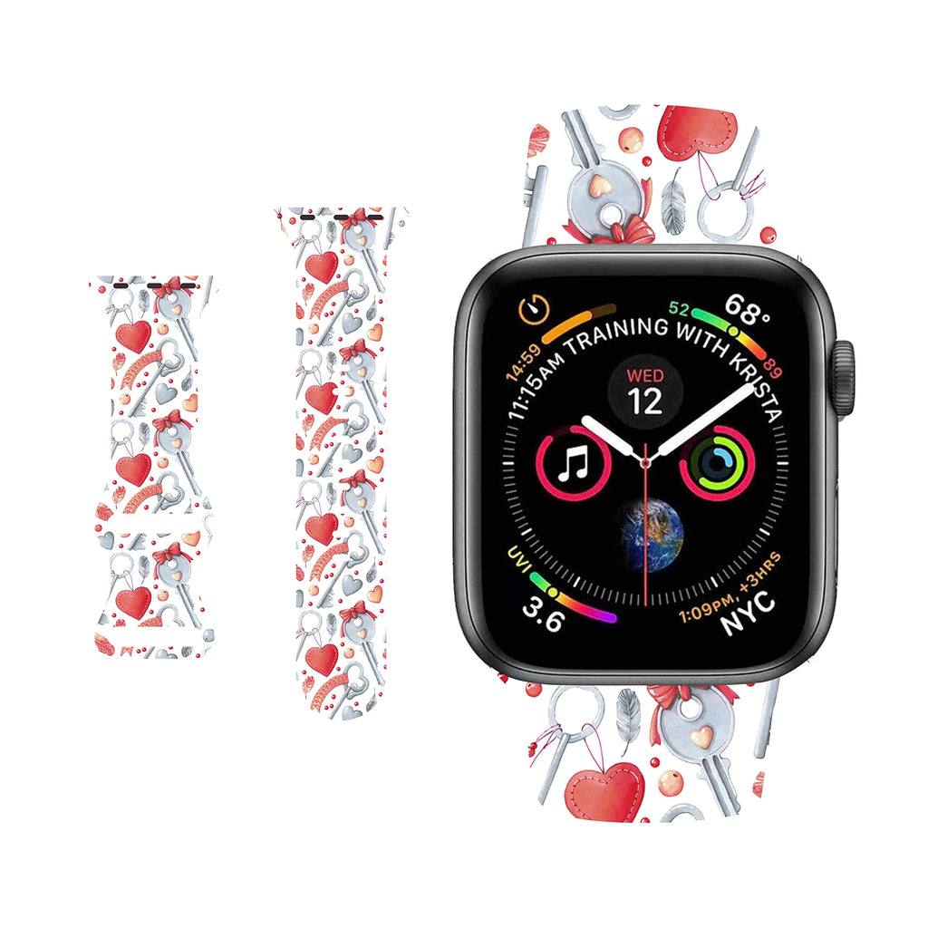 BONICI Smart Watch Band for Apple Watch (42mm 44mm 45mm) Elegant Love Heart Lovers Valentine Day Theme Sport Soft Silicone Rubber Replacement Bands for Apple Watch 7/6/SE/5/4/3/2/1 iWatch -C(M/L)