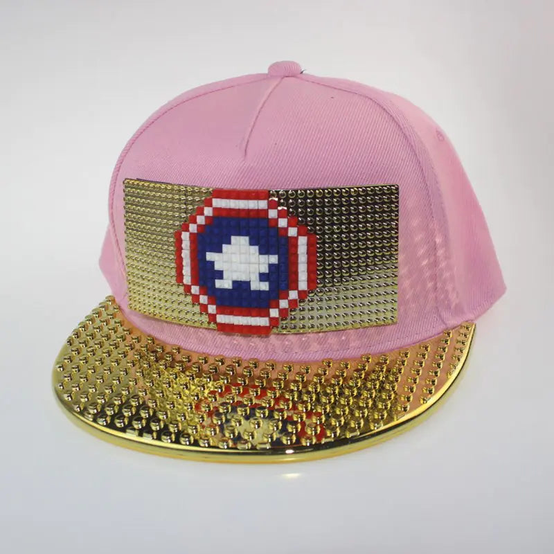 DIY Pixelated LEGO Cap in Gold and Silver Colors