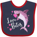 inktastic Love Bites- Valentines Day Shark Baby Bib Navy and Red 3e221