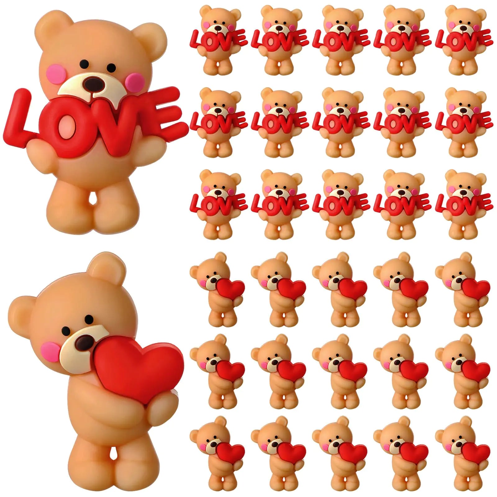 Liliful 36 Pcs Valentines Day Bear Miniature Bulk Mini Bear Tabletop Collectible Bear Toy Gifts Tiny Bear with Heart I Love You for Valentines Gift Wedding Birthday Baby Shower Party Supplies