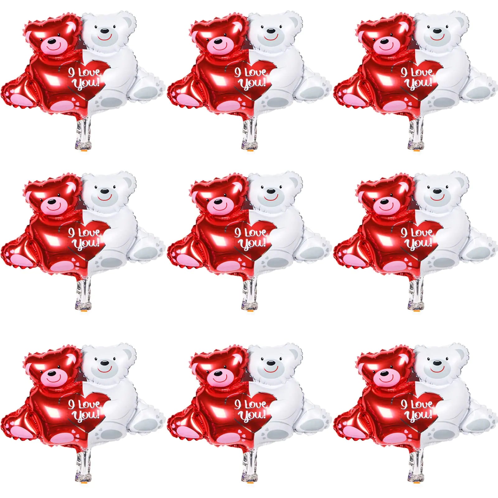 15Pcs Valentines Day Balloons Mini Hugging Bear Foil Balloons for Valentines Day Wedding Anniversary Propose Marriage Party Decorations Supplies