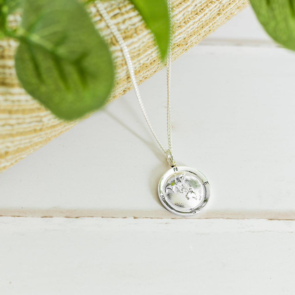 Australasia Map Globe Personalised St Christopher - Silver Chain - Jays Shop uk