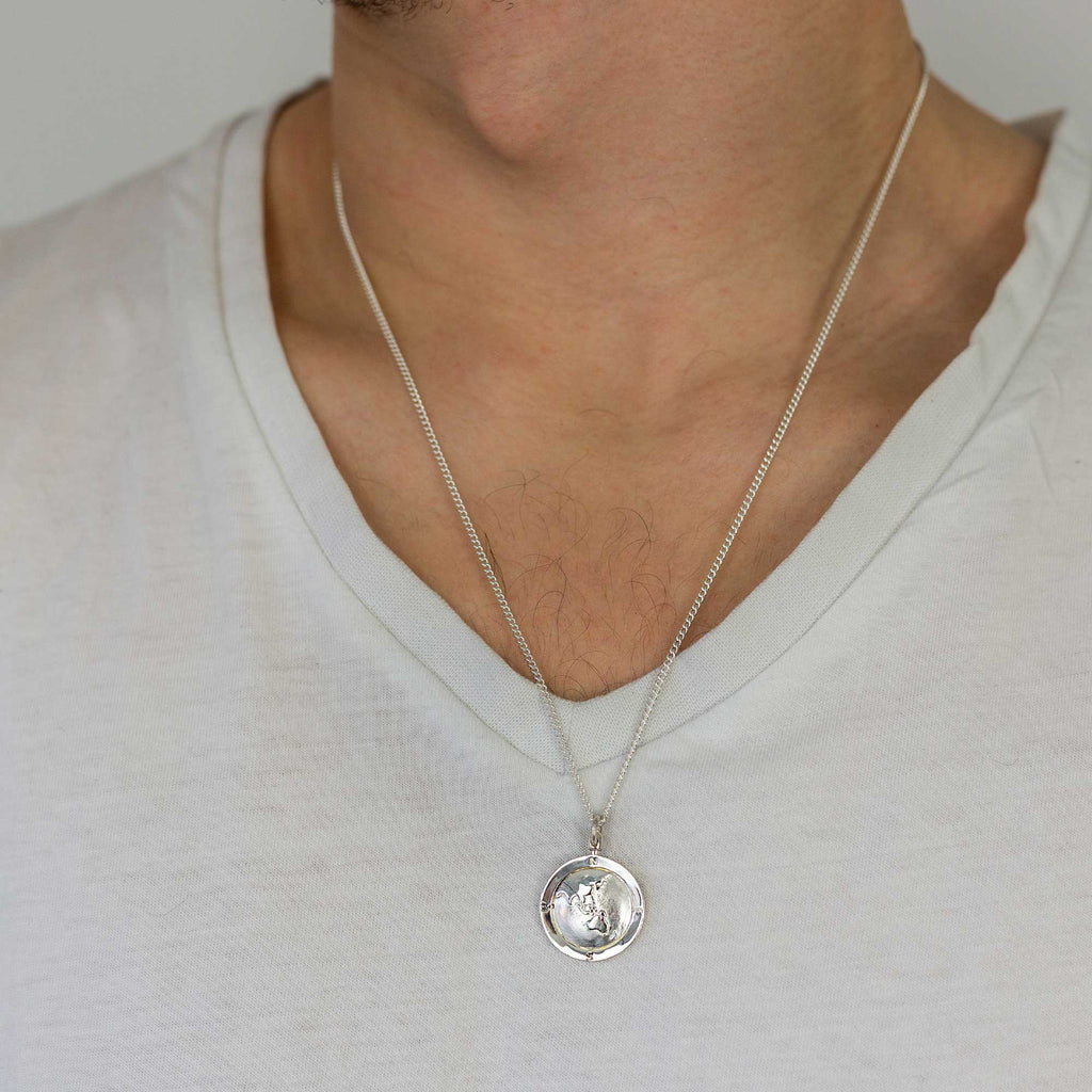 Australasia Map Globe Personalised St Christopher - Silver Chain - Jays Shop uk