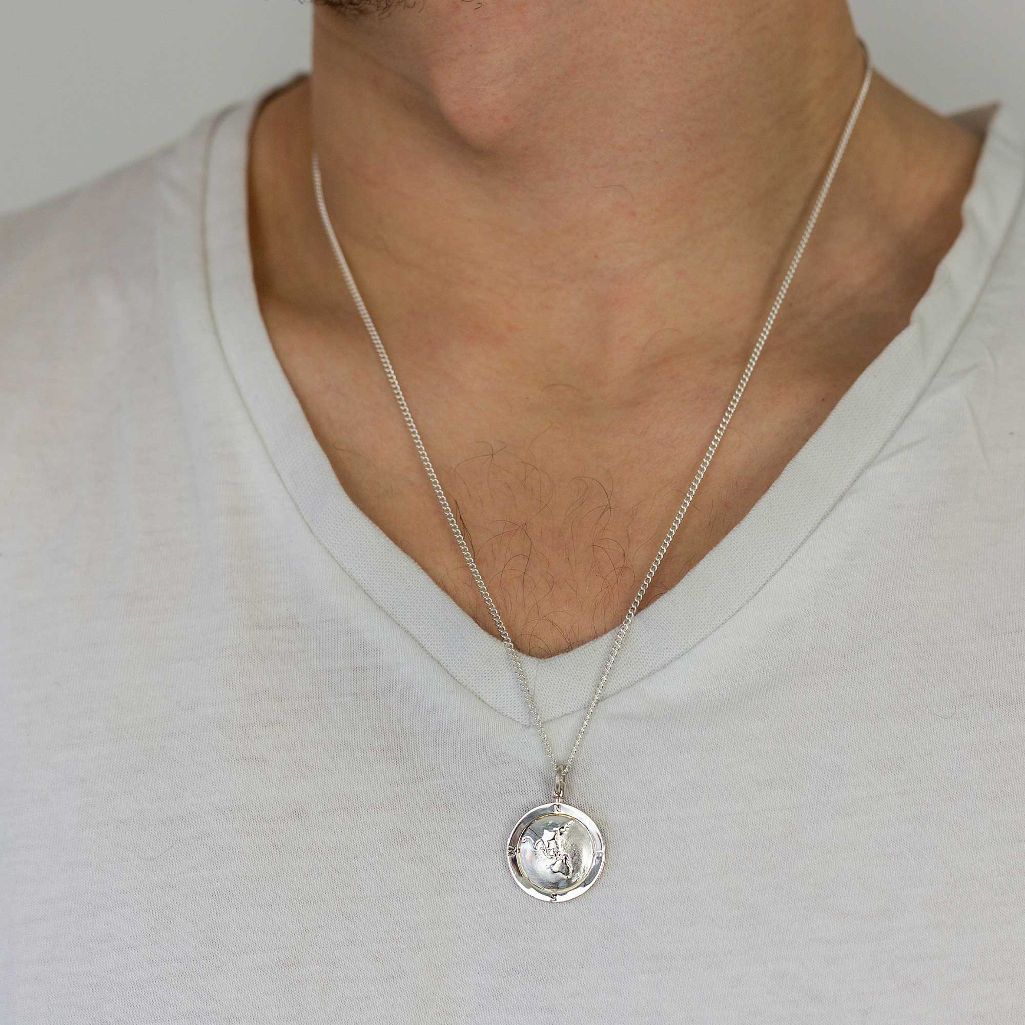 Australasia Map Globe Personalised St Christopher - Silver Chain - Jays Shop uk