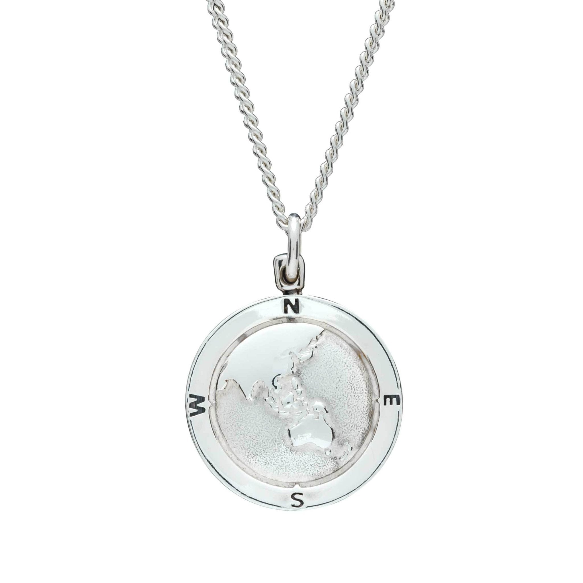 Australasia Map Globe Personalised St Christopher - Silver Chain - Jays Shop uk