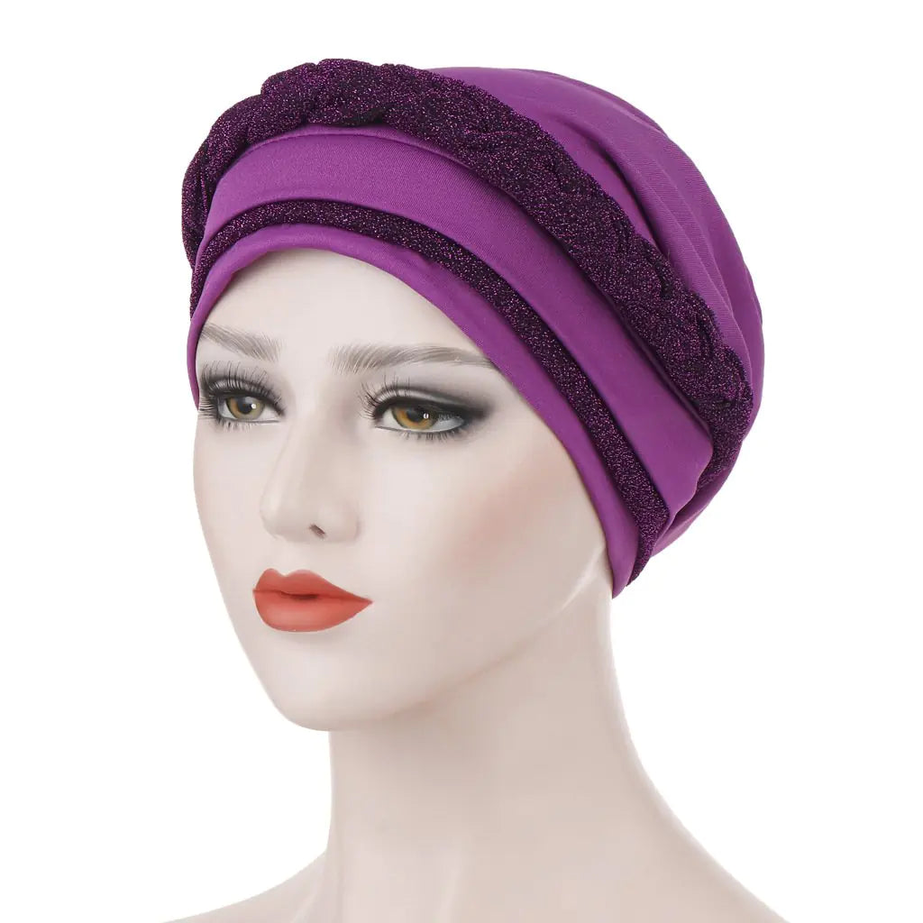 Multi-color Crystal Three-layer Hemp Turban Hat