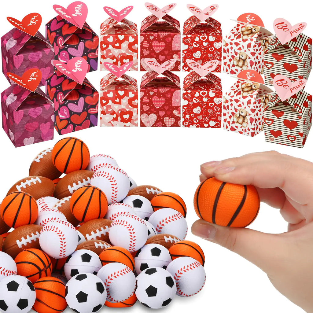 Halloscume 28 Pack Valentines Day Gifts with Gift Box Valentine Exchange Gifts in Bulk for Women and Men Valentines Party Favors Valentines Prizes(Ball Style)