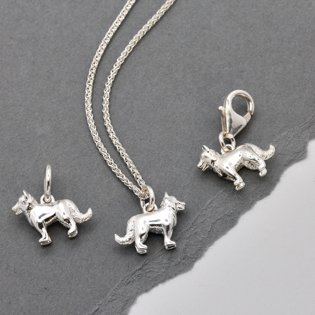 Border Collie Silver Dog Charm - Jays Shop uk